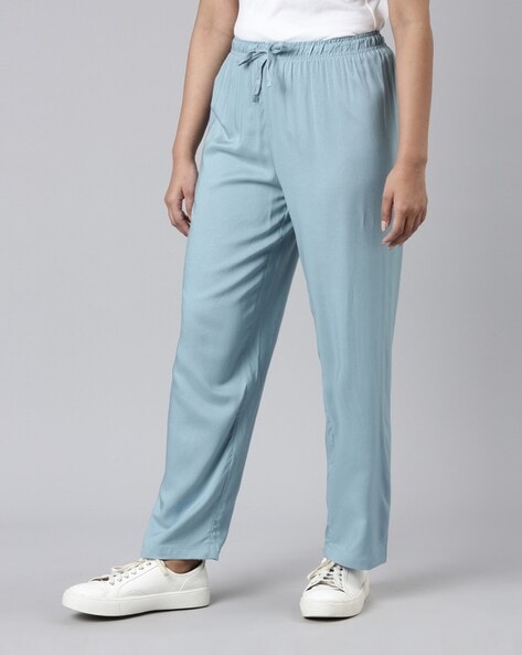 Women Mid-Rise Pants with Elasticated Waist