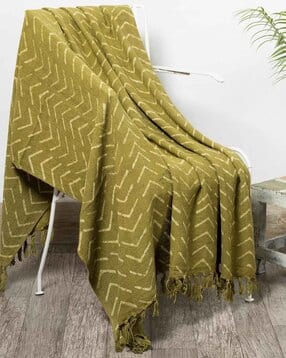 Chevron Print Cotton Single Throw with Tassels-image-14