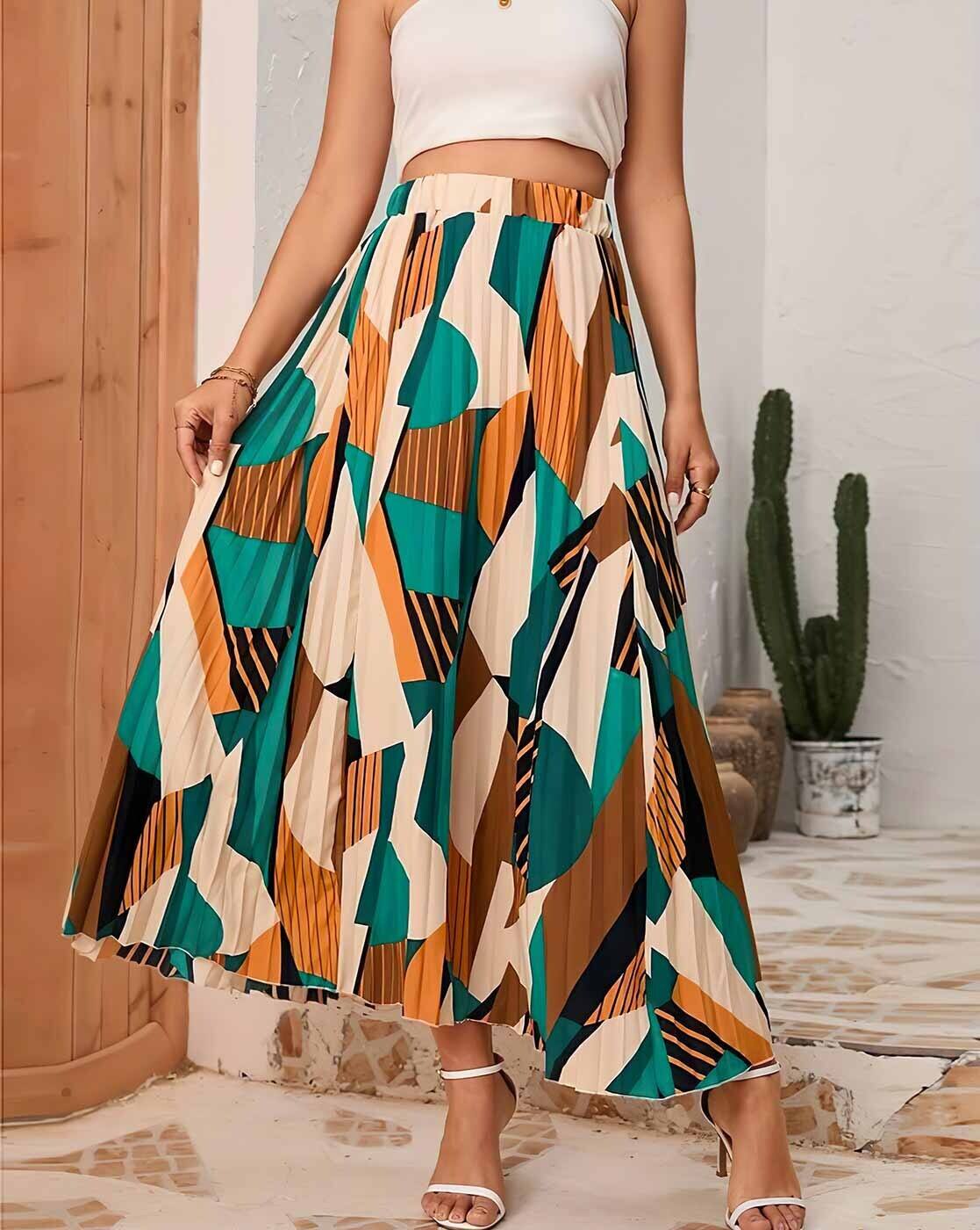 Buy KZULLY Women Geometric Print A-Line Skirt Online | Ajio.com