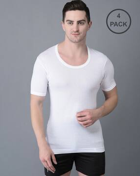 dollar Pack of 4 Men Solid Egyptian Cotton Vest-picture-34