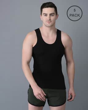 dollar Pack of 5 Men Solid Cotton Vest-picture-37