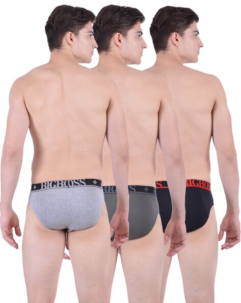 Pack of 3 Men Cotton Solid Double Pouch Support Brief