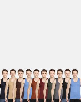 dollar bigboss Pack of 10 Men Solid Combed Cotton Shrinkless Vest-picture-40
