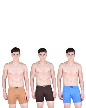 dollar bigboss Pack of 3 Men Solid Combed Cotton Plush-Backed Waistband Trunks-picture-48