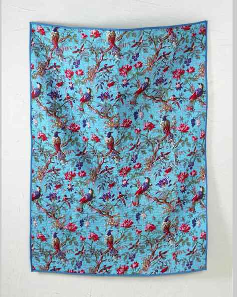 Handicraft-palace Kantha Handmade Bird Print Single Blanket