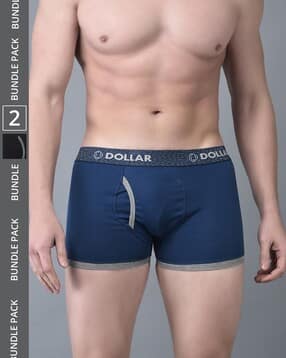 dollar Pack of 2 Men Solid Combed Cotton Contoured Pouch Support Trunks-picture-23