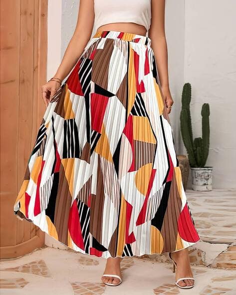 Women Geometric Print A-Line Skirt