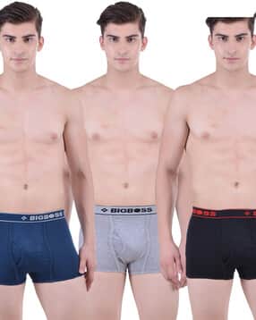 dollar bigboss Pack of 3 Men Solid Combed Cotton Double Pouch Support Trunks-picture-43