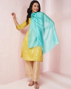 fabindia Women Woven Silk Stole with Tassels-picture-13