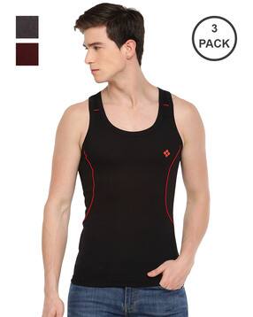 dollar bigboss Pack of 3 Men Solid Cotton Racerback Styled Gym Vest-picture-20