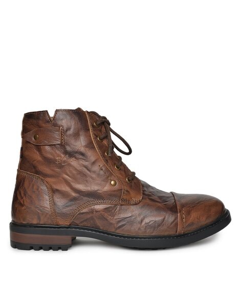 Men Ankle-Length Boots with Lace Fastening