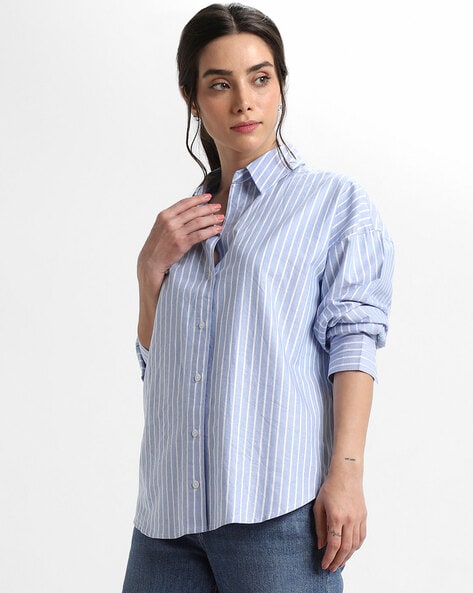 Women Relaxed Fit Shirt with Full Sleeves