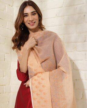fabindia Women Embroidered Cotton Silk Dupatta-picture-51