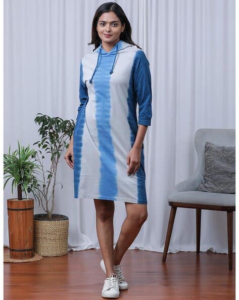 Women Tie Dye Print Hooded Nighti