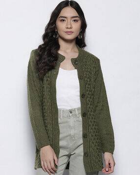 one femme Solid Round Neck Cardigan-picture-36