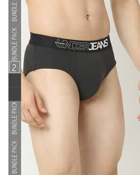 underjeans by spykar Men Pack of 2 Typographic Print Briefs with Elasticated Waistband-picture-11