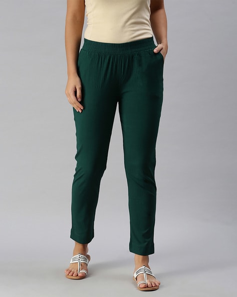 Mid-Rise Pant with Elasticated Waist Price in India