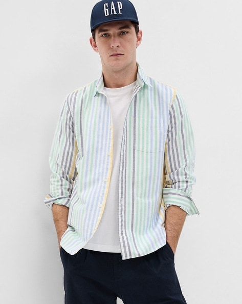 Striped Shirt with Button-Down Collar