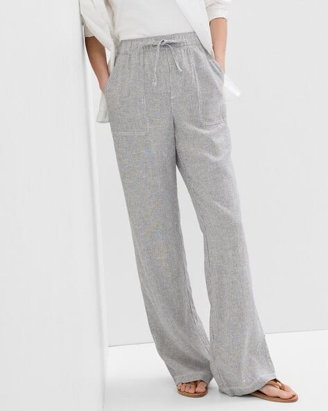 Wide-Leg Linen Pants with Washwell