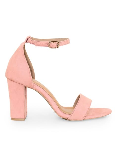 Slingback Chunky Heels with Pin-Buckle Closure
