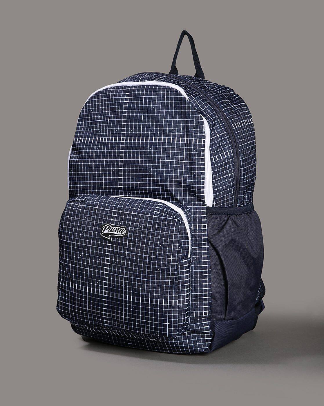 Checked Backpack with Logo Patch