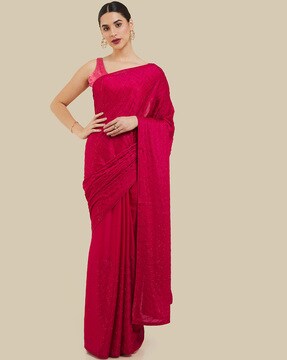 Buy Wine Chiffon Saree With Round And Oval Stone Embellished Motifs Online  at Soch India