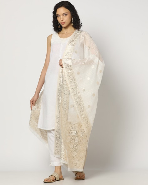 Women Floral Woven Dupatta Price in India