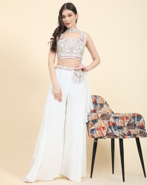 Buy Cream Fusion Wear Sets for Women by Amoha Trendz Online | Ajio.com