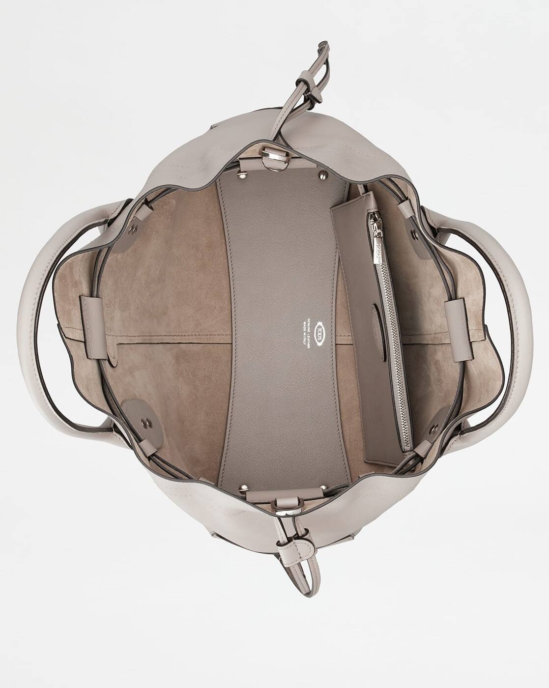 Buy Tod's Small Di Leather Bag with Drawstring | Grey Color
