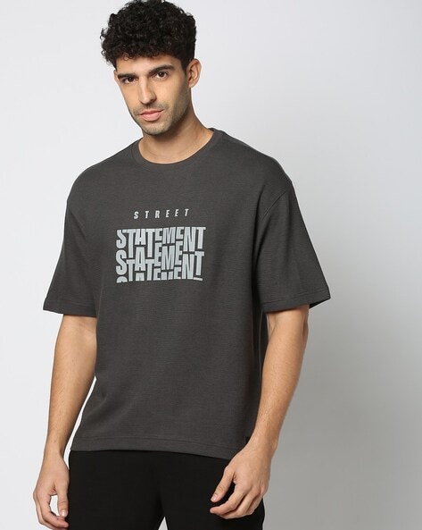 Men Printed Oversized Fit Crew-Neck T-Shirt