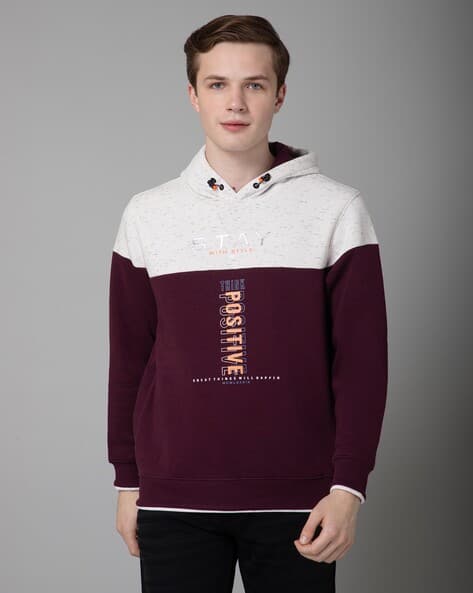 Buy Wine Sweatshirt Hoodies for Men by Cantabil Online