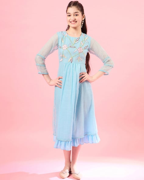 Pspeaches Embroidered Fit & Flared Dress