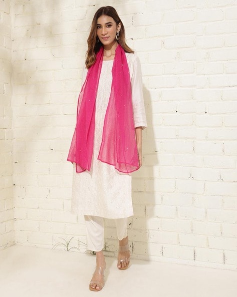 Women Embellished Cotton Silk Stole Price in India