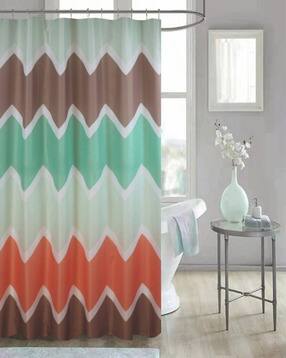 Chevron Print Shower Curtain with Hooks-image-27