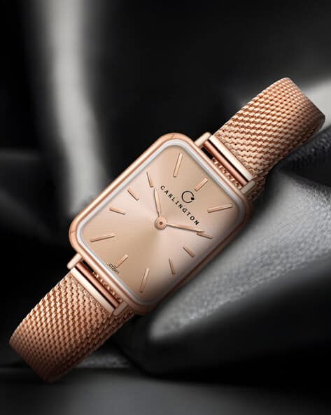 Carlington Iconic 2041 RoseGold Analogue Watch with Metallic Strap