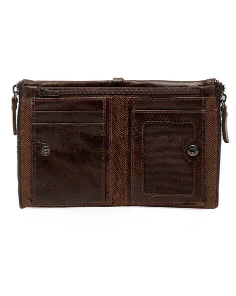 Leatherboss Men's Genuine Leather Zipper Organizer Wallet - Bifold Card Holder With Zip-Around