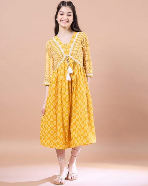 Buy Yellow Dresses Frocks for Girls by Pspeaches Online Ajio