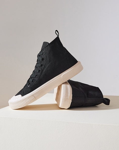 High Top Canvas Lace Up Sneakers