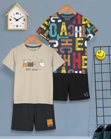 Hellcat Pack of 2 Boy Graphic Print t-shirts & Shorts Sets