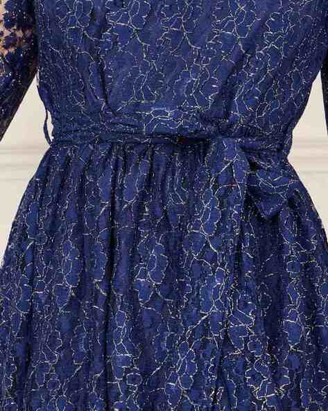 Navy lace midi fashion dresses