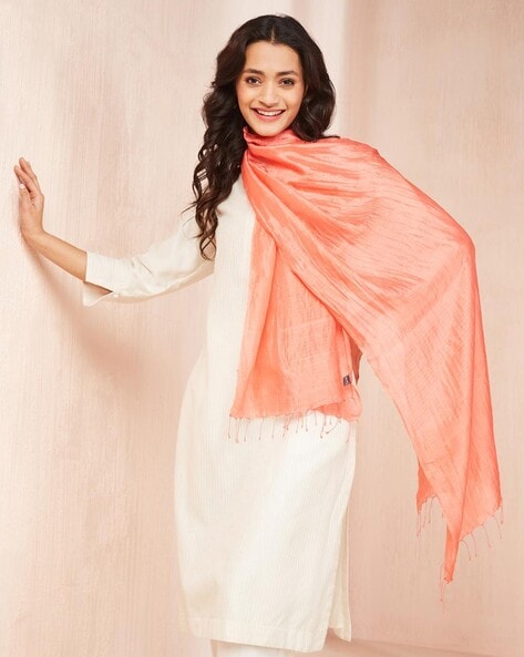 Women Silk Stole with Tassels Price in India