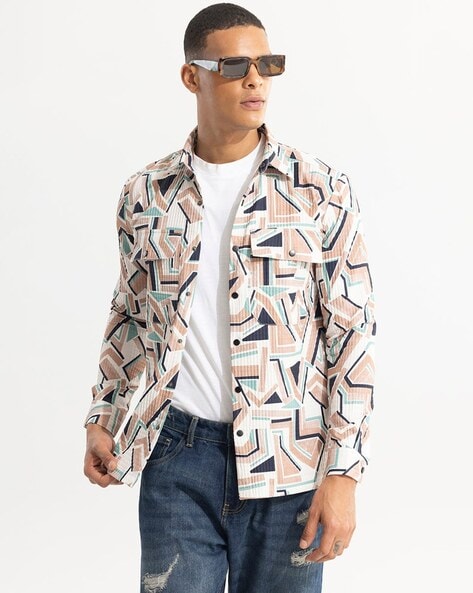 Abstractix Printed Relaxed Fit Shirt with Flap Pockets