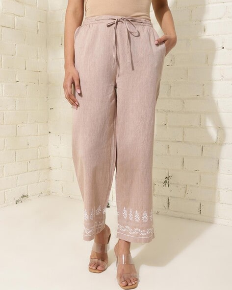 Women Embroidered Pants with Insert Pockets Price in India