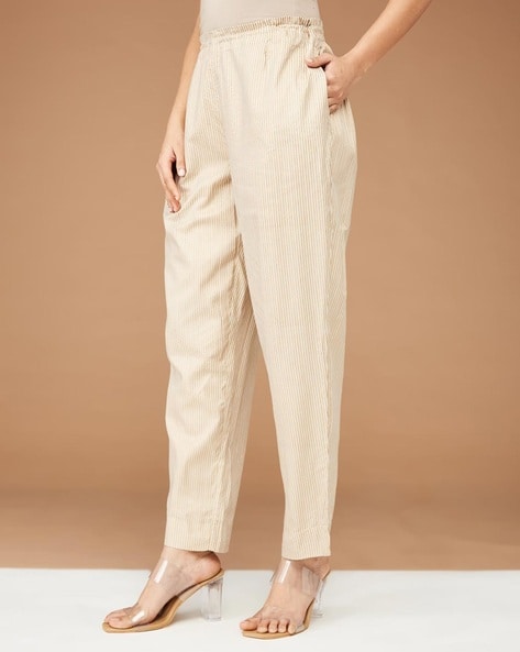 Women Striped Pants with Insert Pockets