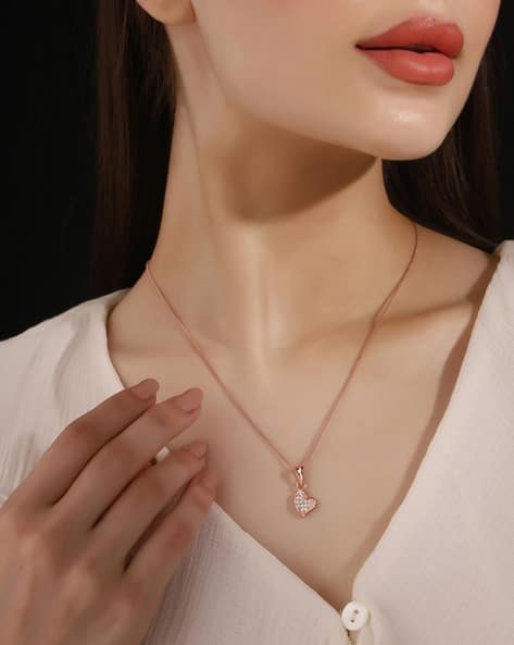 Rose Gold-Plated Symphony of Love-Heart Shaped Pendant with Chain