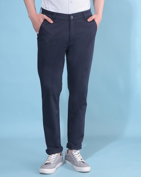 Men Slim Fit Flat-Front Chinos