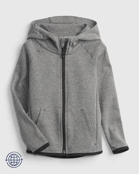 Solid Zip Up Relaxed Fit Hoodie-image-20