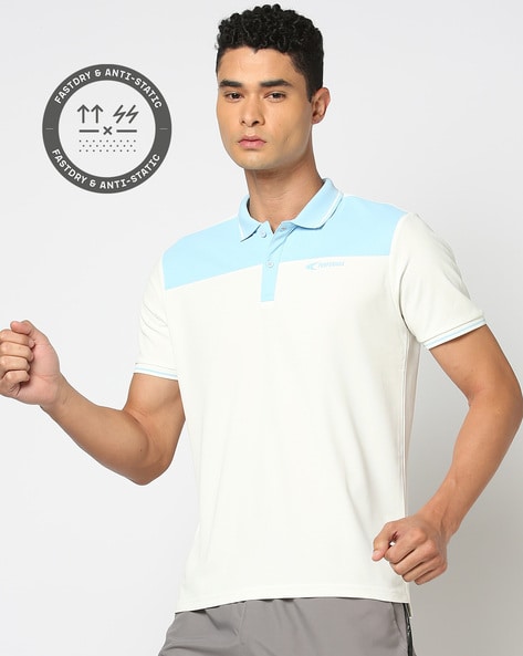 Men Colourblock Regular Fit Polo T-Shirt