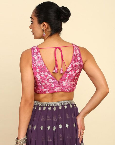 Open Back Blouse store Magenta