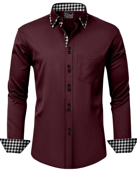 Men Regular Fit Shirt with Patch Pocket